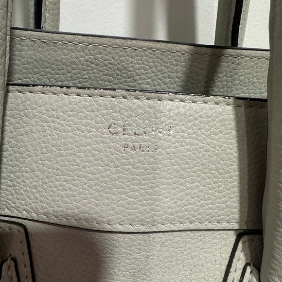 CELINE MINI LUGGAGE HANDBAG IN DRUMMED CALFSKIN OFF WHITE - Picture 6 of 8